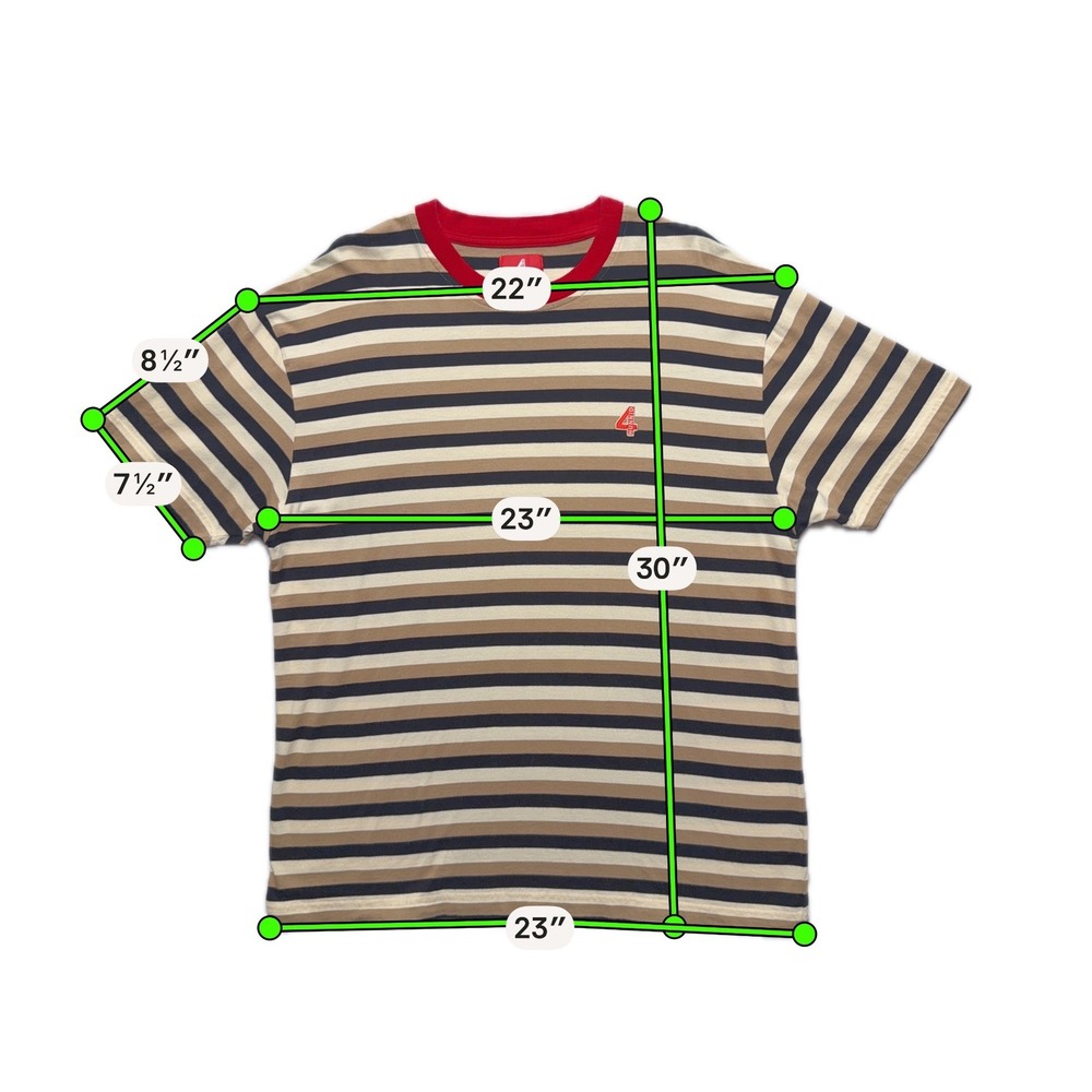 4Hunnid Ringer T Shirt Mens XL Tan Black Stripe Streetwear Graphic Logo - Picture 9 of 15